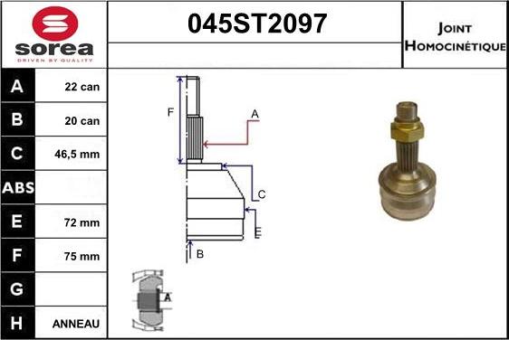 STARTCAR 045ST2097 - Шарнірний комплект, ШРУС, приводний вал avtolavka.club