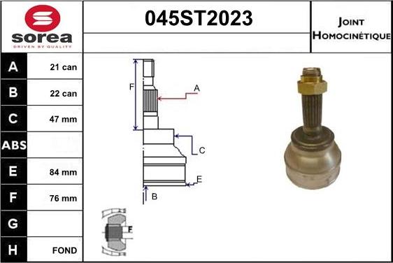 STARTCAR 045ST2023 - Шарнірний комплект, ШРУС, приводний вал avtolavka.club