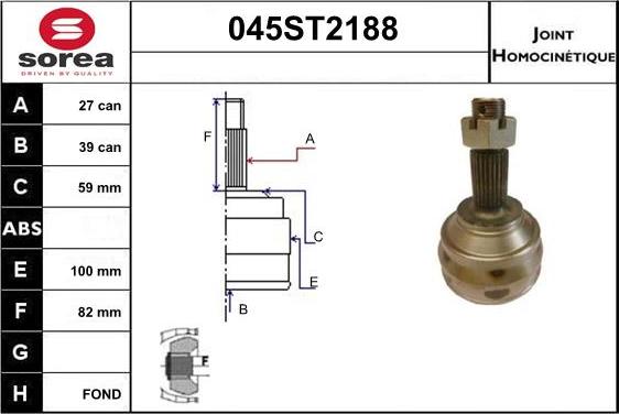 STARTCAR 045ST2188 - Шарнірний комплект, ШРУС, приводний вал avtolavka.club