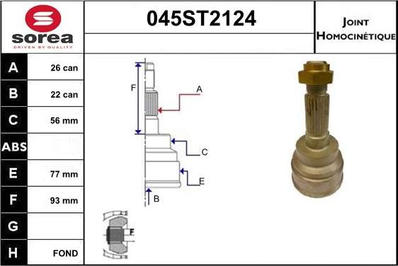 STARTCAR 045ST2124 - Шарнірний комплект, ШРУС, приводний вал avtolavka.club