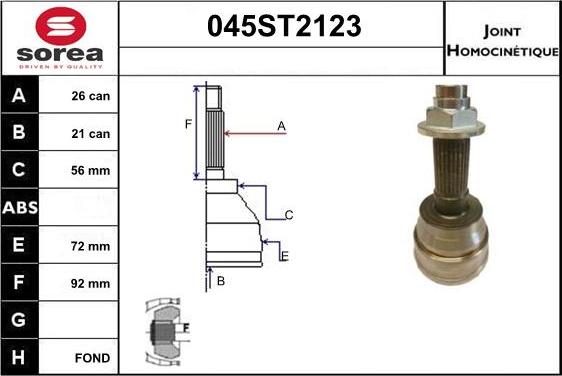 STARTCAR 045ST2123 - Шарнірний комплект, ШРУС, приводний вал avtolavka.club