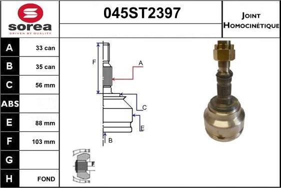 STARTCAR 045ST2397 - Шарнірний комплект, ШРУС, приводний вал avtolavka.club