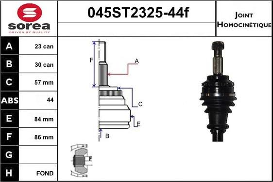 STARTCAR 045ST2325-44f - Шарнірний комплект, ШРУС, приводний вал avtolavka.club