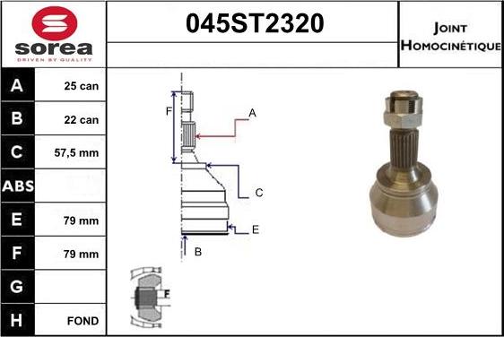 STARTCAR 045ST2320 - Шарнірний комплект, ШРУС, приводний вал avtolavka.club