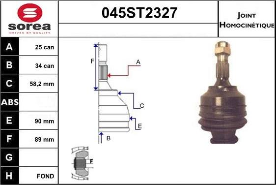 STARTCAR 045ST2327 - Шарнірний комплект, ШРУС, приводний вал avtolavka.club