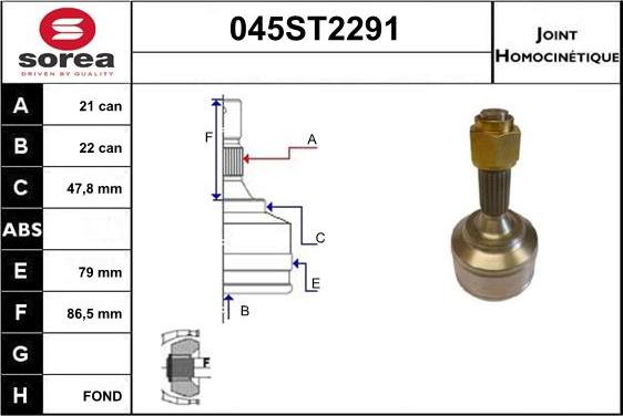 STARTCAR 045ST2291 - Шарнірний комплект, ШРУС, приводний вал avtolavka.club