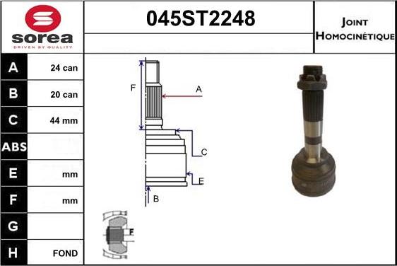 STARTCAR 045ST2248 - Шарнірний комплект, ШРУС, приводний вал avtolavka.club