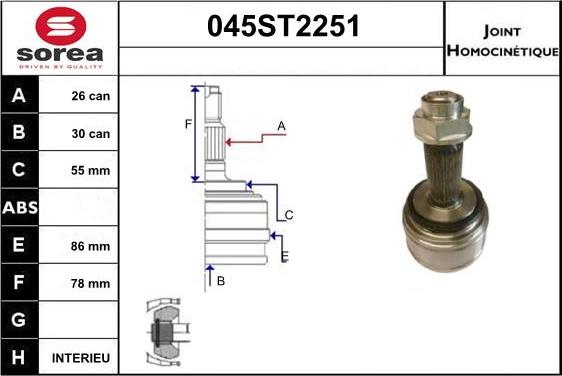 STARTCAR 045ST2251 - Шарнірний комплект, ШРУС, приводний вал avtolavka.club