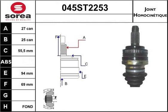 STARTCAR 045ST2253 - Шарнірний комплект, ШРУС, приводний вал avtolavka.club