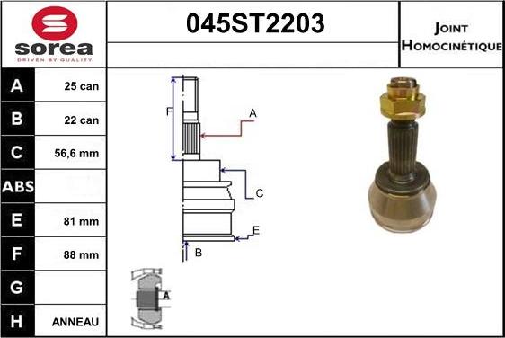 STARTCAR 045ST2203 - Шарнірний комплект, ШРУС, приводний вал avtolavka.club