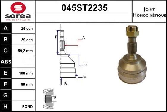 STARTCAR 045ST2235 - Шарнірний комплект, ШРУС, приводний вал avtolavka.club