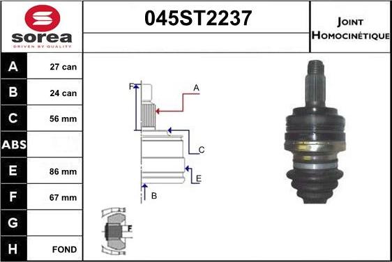 STARTCAR 045ST2237 - Шарнірний комплект, ШРУС, приводний вал avtolavka.club