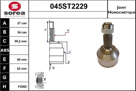 STARTCAR 045ST2229 - Шарнірний комплект, ШРУС, приводний вал avtolavka.club