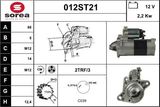 STARTCAR 012ST21 - Стартер avtolavka.club