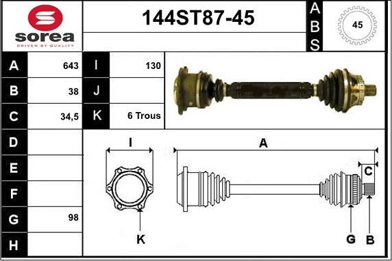 STARTCAR 144ST87-45 - Приводний вал avtolavka.club