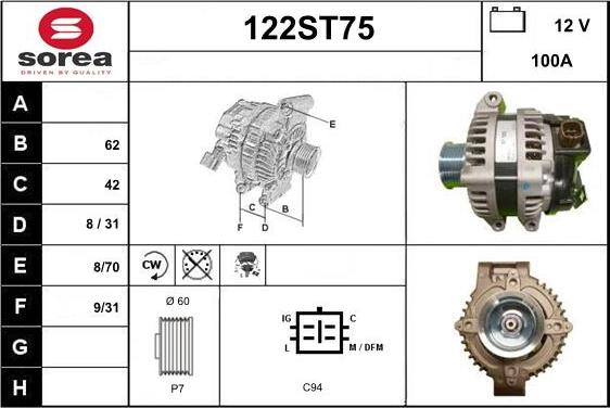 STARTCAR 122ST75 - Генератор avtolavka.club