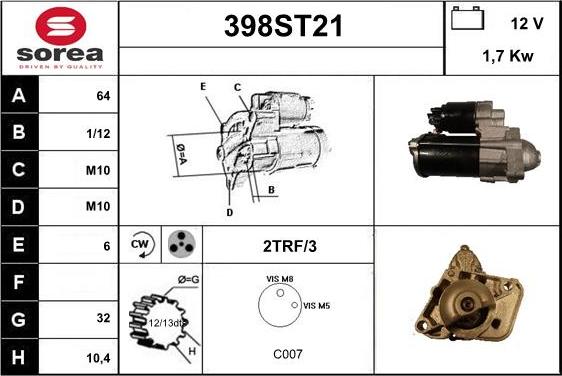 STARTCAR 398ST21 - Стартер avtolavka.club