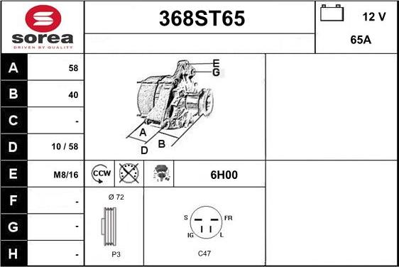 STARTCAR 368ST65 - Генератор avtolavka.club