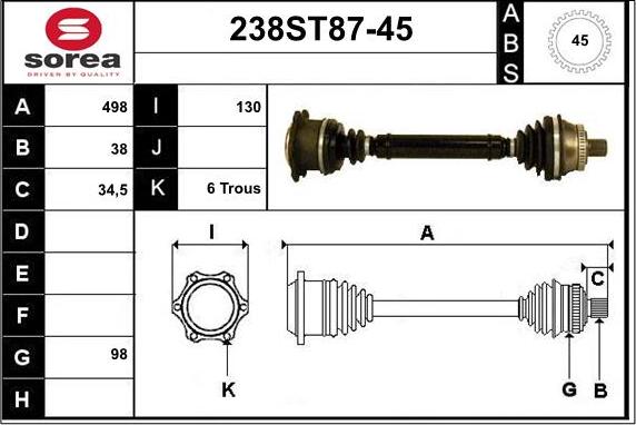 STARTCAR 238ST87-45 - Приводний вал avtolavka.club