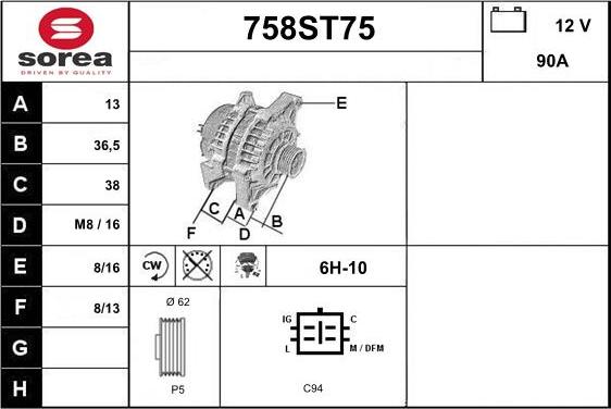 STARTCAR 758ST75 - Генератор avtolavka.club