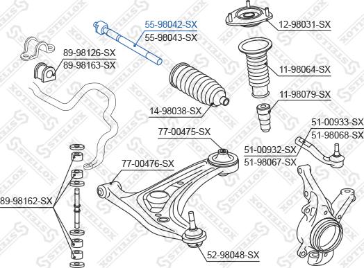 Stellox 55-98042-SX - Осьовий шарнір, рульова тяга avtolavka.club