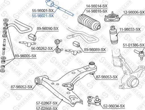 Stellox 55-98021-SX - Осьовий шарнір, рульова тяга avtolavka.club