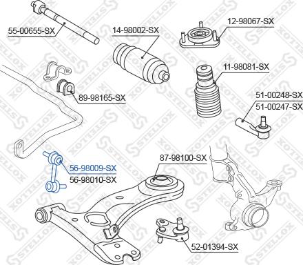 Stellox 56-98009-SX - Тяга / стійка, стабілізатор avtolavka.club