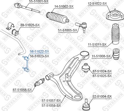 Stellox 56-51022-SX - Тяга / стійка, стабілізатор avtolavka.club