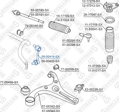 Stellox 56-00419-SX - Тяга / стійка, стабілізатор avtolavka.club