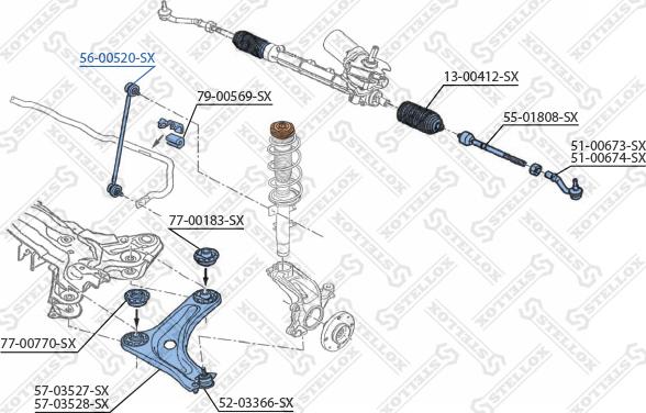 Stellox 56-00520-SX - Тяга / стійка, стабілізатор avtolavka.club