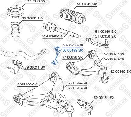 Stellox 56-00199-SX - Тяга / стійка, стабілізатор avtolavka.club