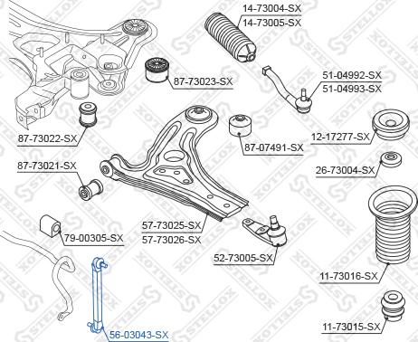 Stellox 56-03043-SX - Тяга / стійка, стабілізатор avtolavka.club