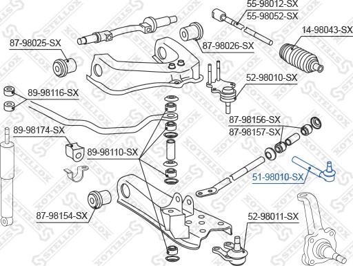 Stellox 51-98010-SX - Наконечник рульової тяги, кульовий шарнір avtolavka.club