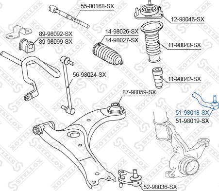 Stellox 51-98018-SX - Наконечник рульової тяги, кульовий шарнір avtolavka.club