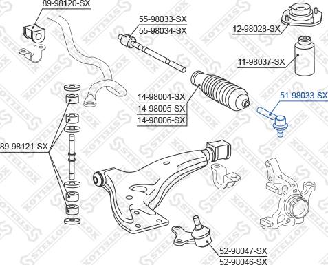 Stellox 51-98033-SX - Наконечник рульової тяги, кульовий шарнір avtolavka.club