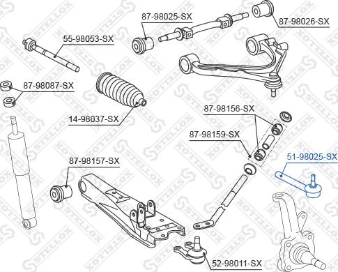 Stellox 51-98025-SX - Наконечник рульової тяги, кульовий шарнір avtolavka.club