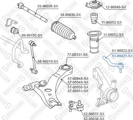 Stellox 51-98021-SX - Наконечник рульової тяги, кульовий шарнір avtolavka.club