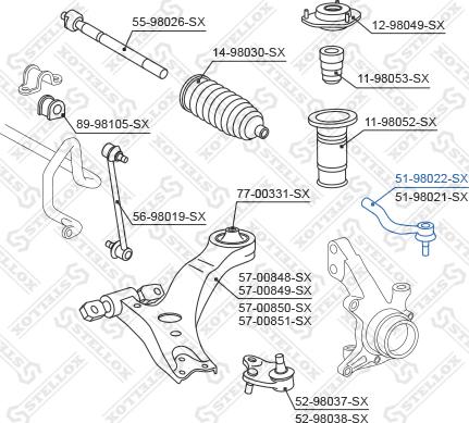 Stellox 51-98022-SX - Наконечник рульової тяги, кульовий шарнір avtolavka.club