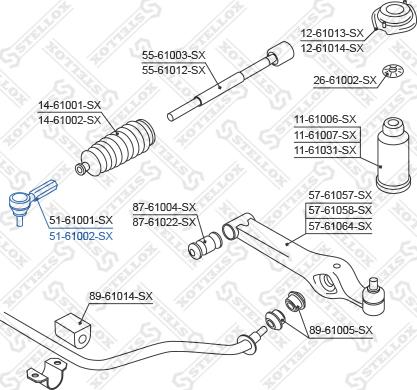 Stellox 51-61002-SX - Наконечник рульової тяги, кульовий шарнір avtolavka.club