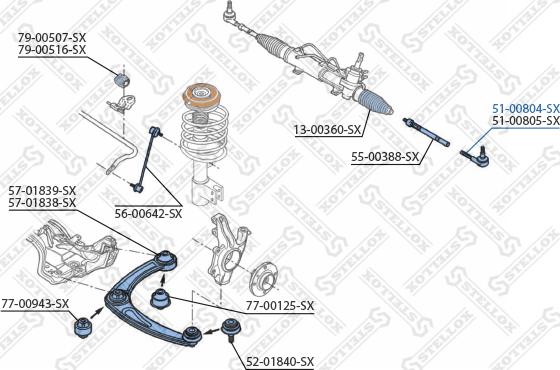 Stellox 51-00804-SX - Наконечник рульової тяги, кульовий шарнір avtolavka.club