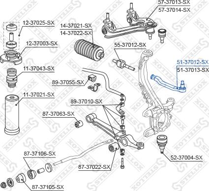 Stellox 51-37012-SX - Наконечник рульової тяги, кульовий шарнір avtolavka.club