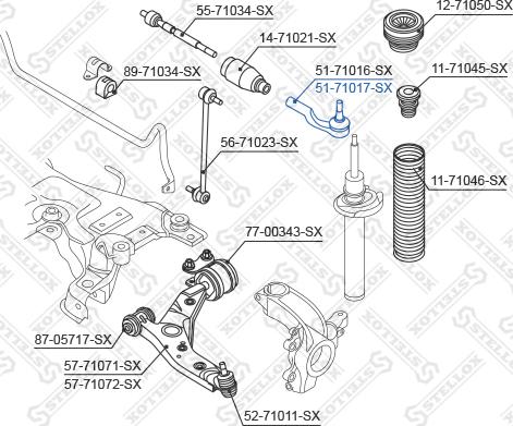 Stellox 51-71017-SX - Наконечник рульової тяги, кульовий шарнір avtolavka.club