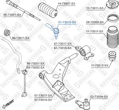 Stellox 51-73010-SX - Наконечник рульової тяги, кульовий шарнір avtolavka.club