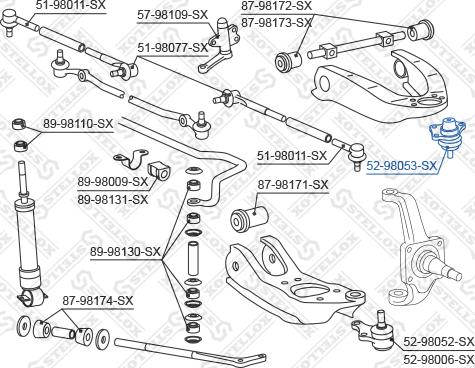 Stellox 52-98053-SX - Шарова опора, несучий / направляючий шарнір avtolavka.club