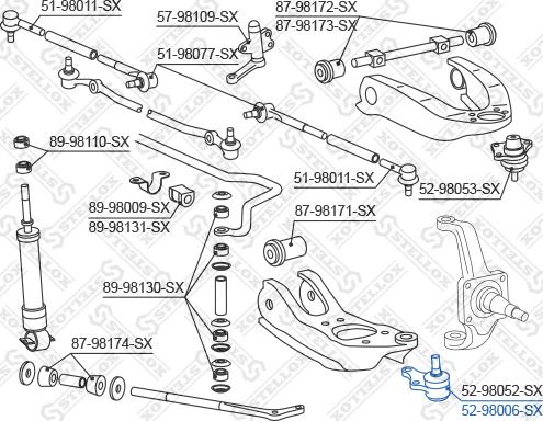 Stellox 52-98006-SX - Шарова опора, несучий / направляючий шарнір avtolavka.club