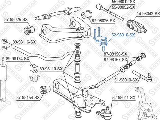 Stellox 52-98010-SX - Шарова опора, несучий / направляючий шарнір avtolavka.club