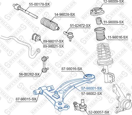 Stellox 57-98001-SX - Важіль незалежної підвіски колеса avtolavka.club