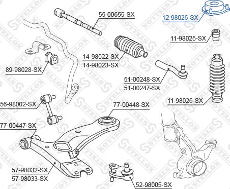 Stellox 12-98026-SX - Опора стійки амортизатора, подушка avtolavka.club