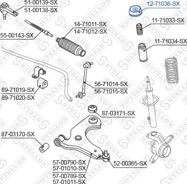 Stellox 12-71036-SX - Підшипник кочення, опора стійки амортизатора avtolavka.club