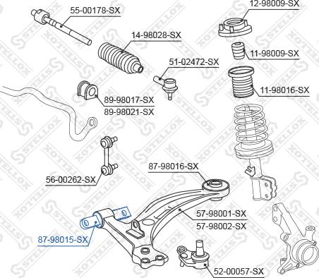 Stellox 87-98015-SX - Сайлентблок, важеля підвіски колеса avtolavka.club